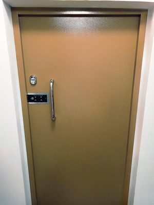 Дверь с кодовым замком и ручкой-скобой