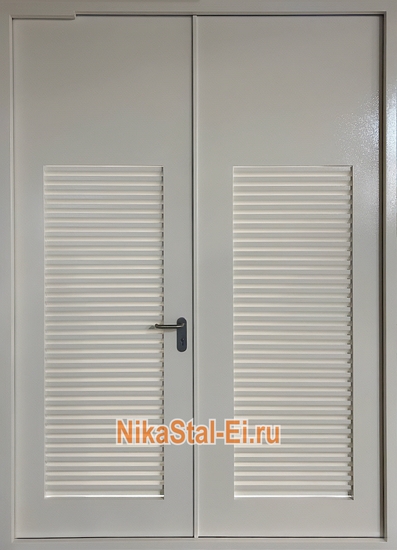 Двупольные двери - ворота с вентрешетками Двупольные двери - ворота с вентрешетками