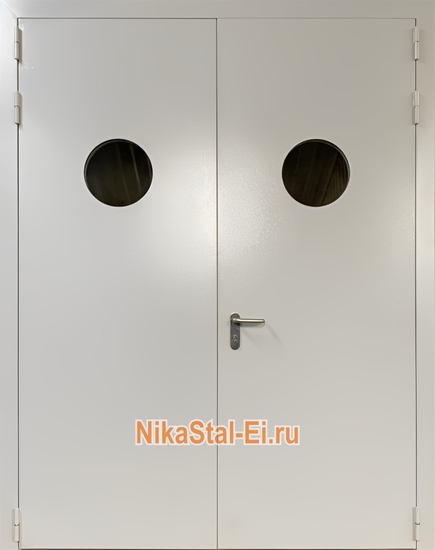 Двупольная противопожарная дверь с круглым остеклением ei-60