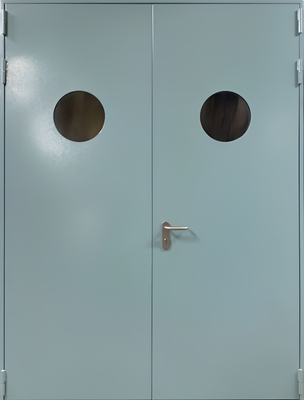 Двупольная противопожарная дверь с круглым остеклением ei-60 Двупольная противопожарная дверь с круглым остеклением ei-60