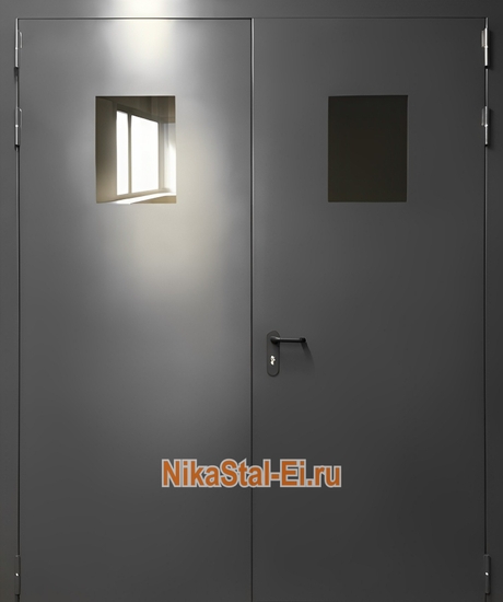 Двупольная противопожарная дверь с остеклением ei-60