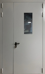 Полуторная оцинкованная противопожарная дверь с остеклением ei-60