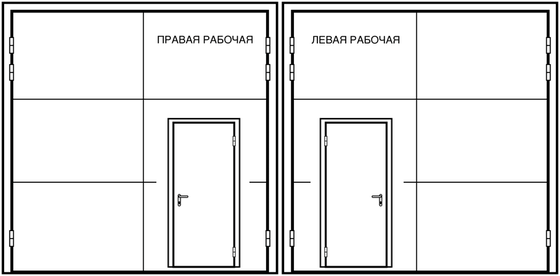 Ворота с калиткой в рабочей створке